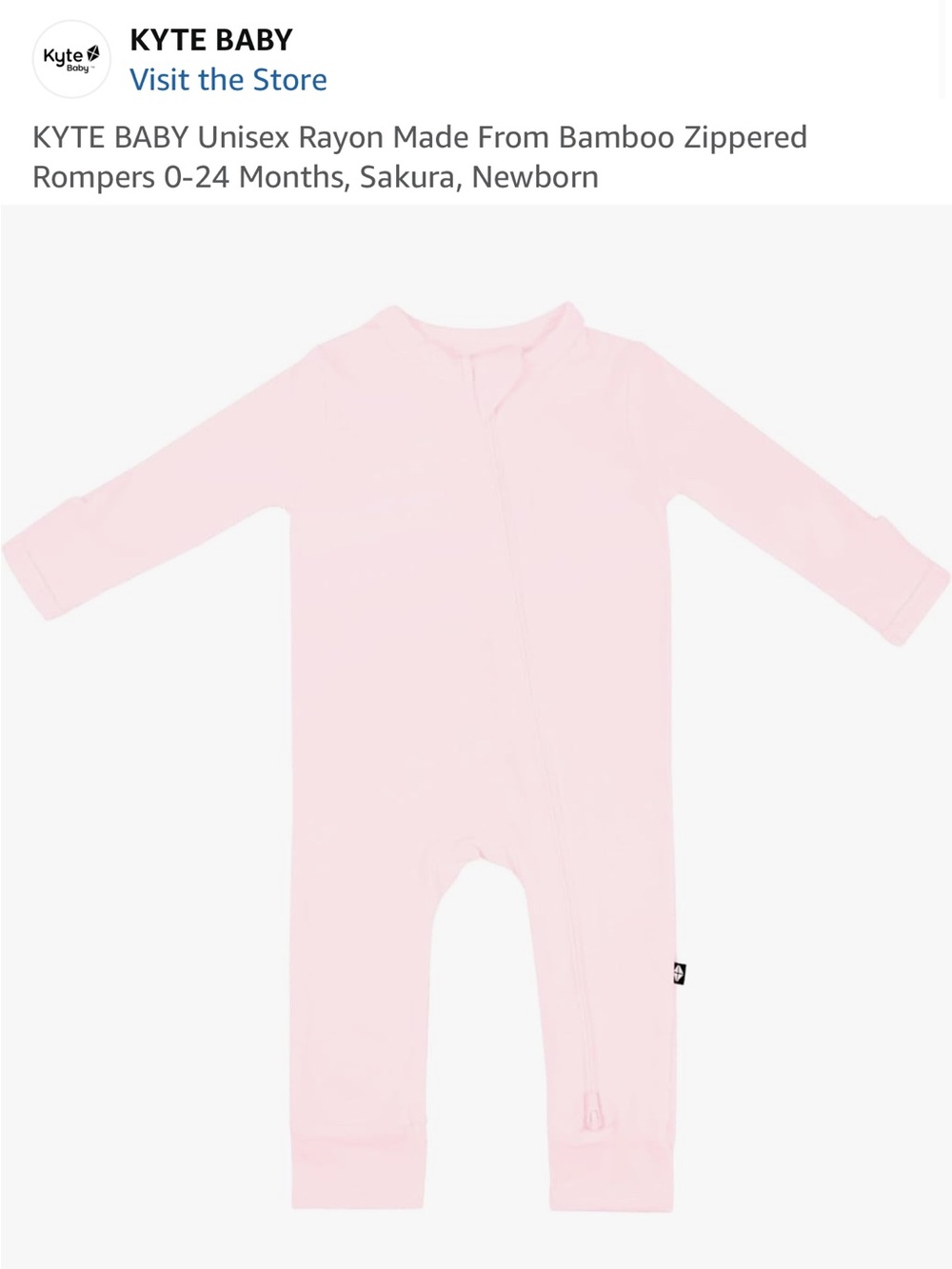Kyte BABY Sakura Pink Bamboo Zippered Baby Footie